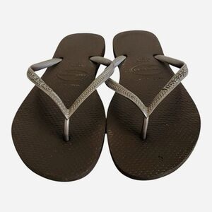 Havaianas Dark Brown Flip Flops Unisex Casual Beach Sandals Size 7/8 Unisex